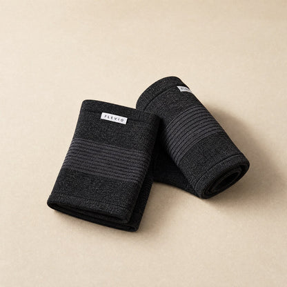 Paire de genouillères de compression Flevio noires pliée à plat