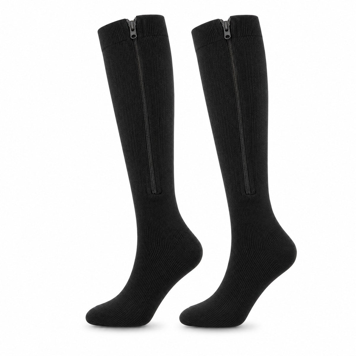 Bas de contention zippés Flevio, la paire, coloris noir